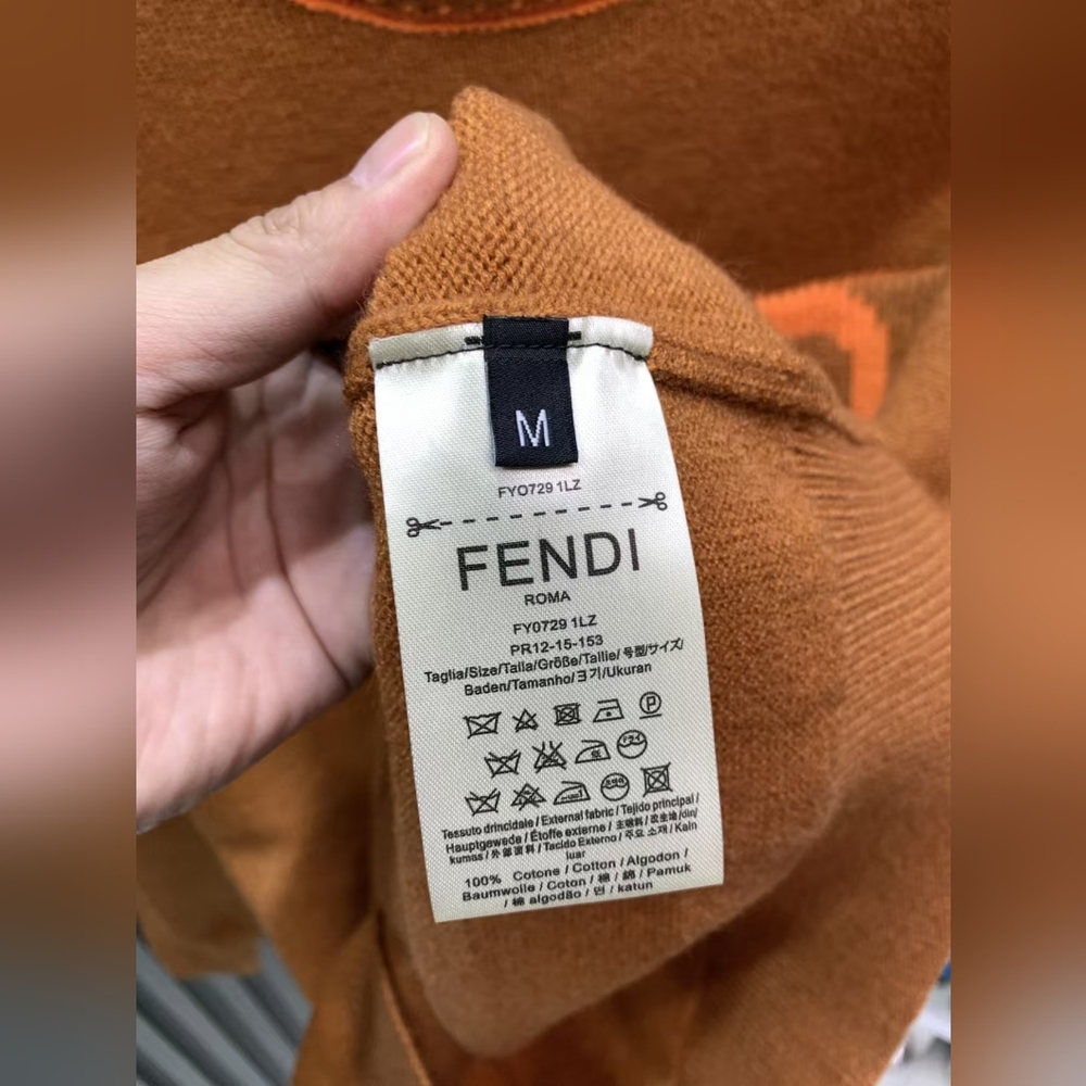 Fendi Orange Crew Neck Logo Letter Knit Sweater - Picture 10 of 10